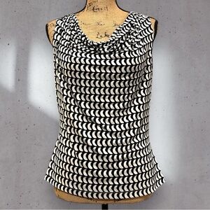 Calvin Klein Black and White Cowl Neck Blouse